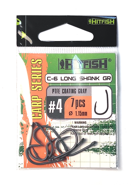 картинка Одинарный крючок HITFISH Carp Series PTFE-GR C-6 Long Shank GR  от производителя Hitfish